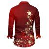 Chemise de Noël à manches longues et boutons pour homme, imprimé étoiles - Rouge Vineux 2XL