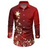 Chemise de Noël à manches longues et boutons pour homme, imprimé étoiles - Rouge Vineux 2XL