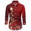 Chemise de Noël à manches longues et boutons pour homme, imprimé étoiles - Rouge Vineux 2XL