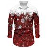 Chemise de Noël à carreaux pour homme, imprimé flocon de neige, manches longues, boutonnée - Rouge Vineux L
