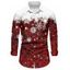Chemise de Noël à carreaux pour homme, imprimé flocon de neige, manches longues, boutonnée - Rouge Vineux L