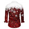 Chemise de Noël à carreaux pour homme, imprimé flocon de neige, manches longues, boutonnée - Rouge Vineux L