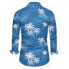 Chemise de vacances pour homme à manches longues et imprimé feuilles tropicales et cocotiers - Bleu Ciel 5XL