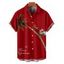 Chemise de Noël pour homme, imprimé lettres, élan, père Noël, arbre, boutonnée - Rouge Vineux 5XL
