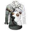 Halloween Couple Outfit Pumpkin Tree Branches Print Crossover Belt Dress and Shirt Set - Noir S | US 4