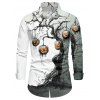 Halloween Couple Outfit Pumpkin Tree Branches Print Crossover Belt Dress and Shirt Set - Noir S | US 4