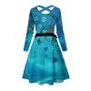 Couple Outfit Halloween Night Print Crossover Belt Dress and Long Sleeve Shirt Set - Pers S | US 4