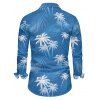 Vacation Couple Outfit Leaf Coconut Tree Print Slit Dress and Shirt Set - Bleu Ciel S | US 4