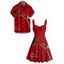 Christmas Couple Outfit Elk Santa Claus Tree Letter Print Dress and Shirt Set - Rouge Vineux S | US 4