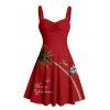 Christmas Couple Outfit Elk Santa Claus Tree Letter Print Dress and Shirt Set - Rouge Vineux S | US 4