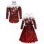 Christmas Couple Outfit Plaid Snowflake Print Crossover Belt Dress and Shirt Set - Rouge Vineux S | US 4