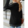 Haut colorblock à empiècement en dentelle ajourée et col en V à manches longues - Noir XXL | US 12