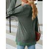 Haut colorblock à empiècement en dentelle ajourée et col en V à manches longues - Vert Armée XXL | US 12