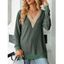 Haut colorblock à empiècement en dentelle ajourée et col en V à manches longues - Vert Armée XXL | US 12