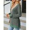 Haut colorblock à empiècement en dentelle ajourée et col en V à manches longues - Vert Armée XXL | US 12