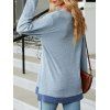 Haut colorblock à empiècement en dentelle ajourée et col en V à manches longues - Bleu clair XXL | US 12