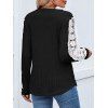 Haut colorblock à manches en dentelle et ourlet incurvé texturé - Noir XXL | US 12