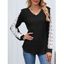 Haut colorblock à manches en dentelle et ourlet incurvé texturé - Noir XXL | US 12