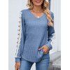 Haut colorblock à manches en dentelle et ourlet incurvé texturé - Bleu clair XXL | US 12