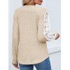 Haut colorblock à manches en dentelle et ourlet incurvé texturé - Abricot XXL | US 12