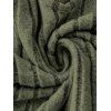 Robe texturée de couleur unie, mini-robe à col en V et manches longues - Vert Armée XXL | US 12