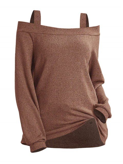 Haut décontracté chiné à manches longues et épaules dénudées