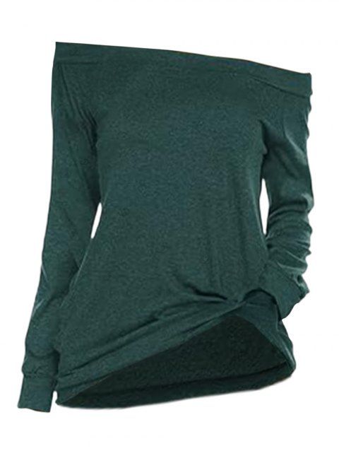 Haut décontracté chiné à manches longues et col incliné