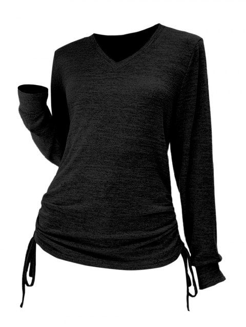 Haut décontracté cintré à manches longues et col en V