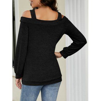 Cut Out Cold Shoulder Casual Top Long Sleeve Top