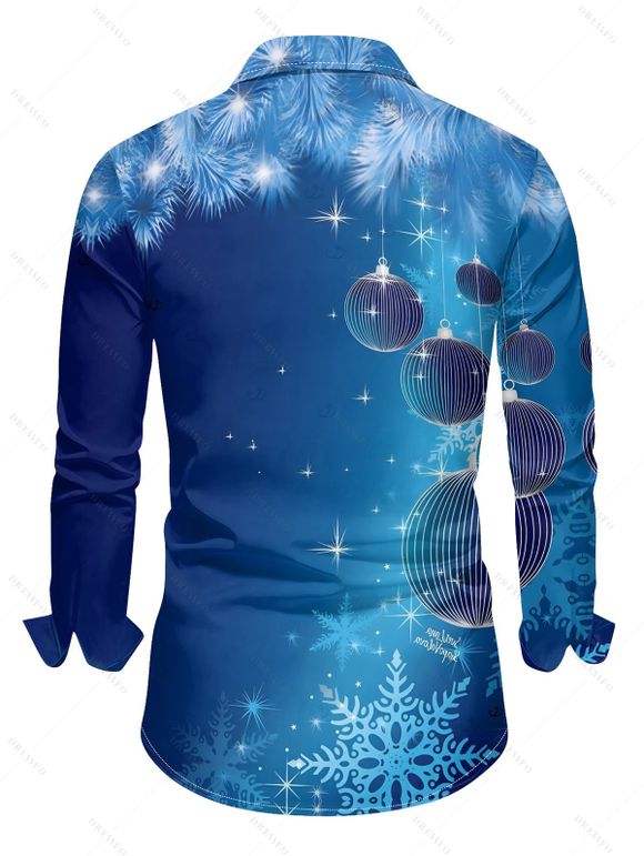 Chemise de Noël à manches longues pour homme, imprimé flocons de neige et cloches - INDIGO COLOR 2XL