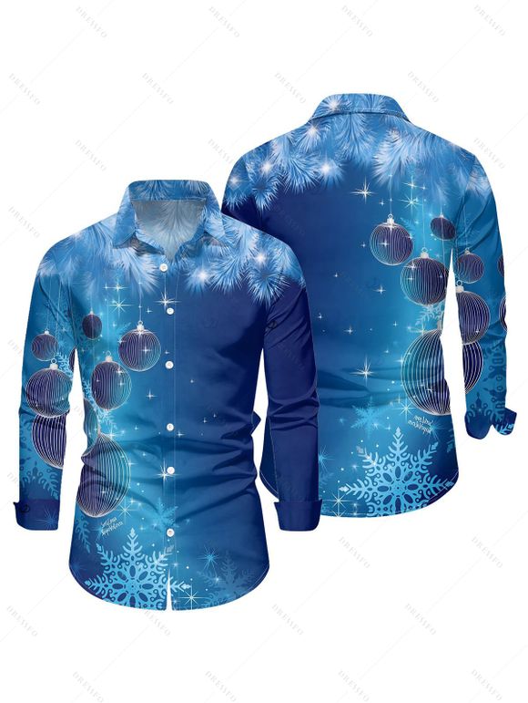 Chemise de Noël à manches longues pour homme, imprimé flocons de neige et cloches - INDIGO COLOR 2XL