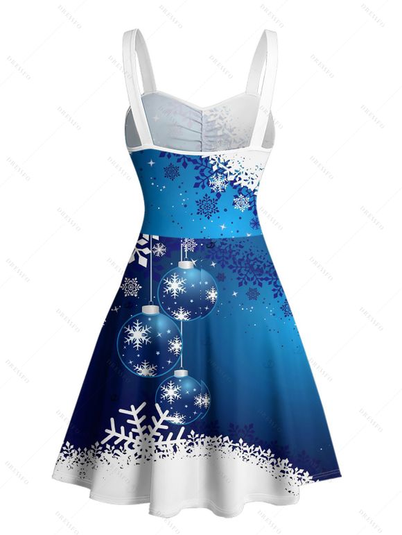 Christmas Couple Outfit Snowflake Bell Star Print Dress and Shirt Set - Bleu S | US 4
