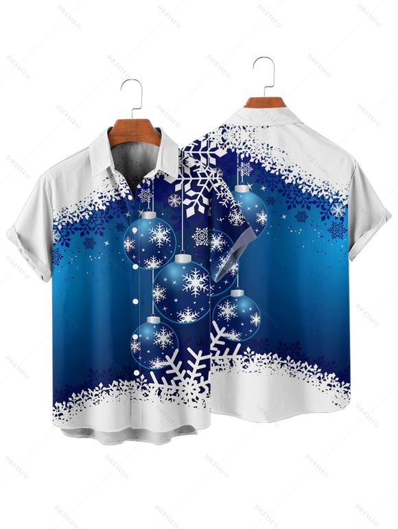 Christmas Couple Outfit Snowflake Bell Star Print Dress and Shirt Set - Bleu S | US 4