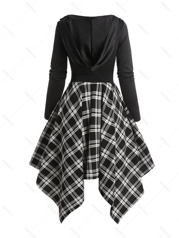 Robe à Capuche Asymétrique Ceinturée Manches Longues à Col Bénitier - Noir XXL | US 14