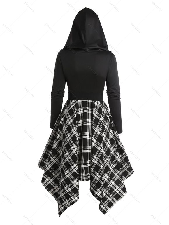Robe à Capuche Asymétrique Ceinturée Manches Longues à Col Bénitier - Noir XXL | US 14