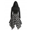 Robe à Capuche Asymétrique Ceinturée Manches Longues à Col Bénitier - Noir M | US 6