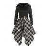 Robe à Capuche Asymétrique Ceinturée Manches Longues à Col Bénitier - Noir M | US 6