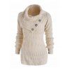 Pull texturé de couleur unie, haut à manches longues replié avec boutons factices - Beige XXL | US 14