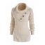 Pull texturé de couleur unie, haut à manches longues replié avec boutons factices - Beige XXL | US 14