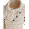 Pull texturé de couleur unie, haut à manches longues replié avec boutons factices - Beige XXL | US 14