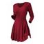 Robe texturée de couleur unie, mini-robe à col en V et manches longues - café lumière XXL | US 12