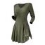 Robe texturée de couleur unie, mini-robe à col en V et manches longues - café lumière XXL | US 12