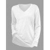 Haut décontracté chiné à manches longues et col en V froncé - Blanc M | US 6