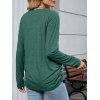 Haut décontracté chiné à manches longues et col en V froncé - Turquoise Foncée XL | US 10