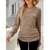 Haut décontracté cintré à manches longues et col en V - café lumière XL | US 10
