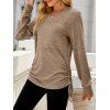 Haut décontracté cintré à manches longues et col en V - café lumière XXL | US 12