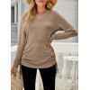 Haut décontracté cintré à manches longues et col en V - café lumière XXL | US 12