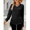 Haut décontracté cintré à manches longues et col en V - Noir L | US 8