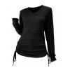 Haut décontracté cintré à manches longues et col en V - Noir XL | US 10