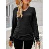 Haut décontracté cintré à manches longues et col en V - Noir XL | US 10